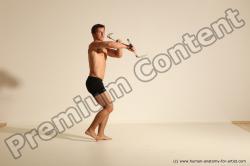 Underwear Fighting Man White Muscular Short Brown Dynamic poses Academic